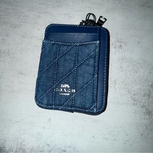 COACH Denim Blue Zip Card Case Wallet
